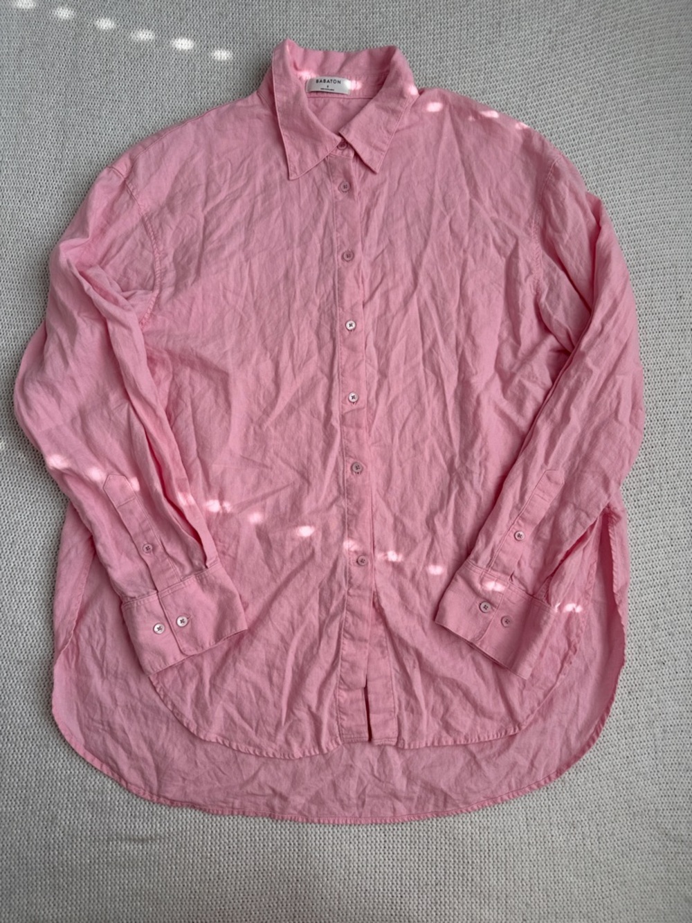 Aritzia Babaton 100% Cotton Button Down Shirt Pink Size Small